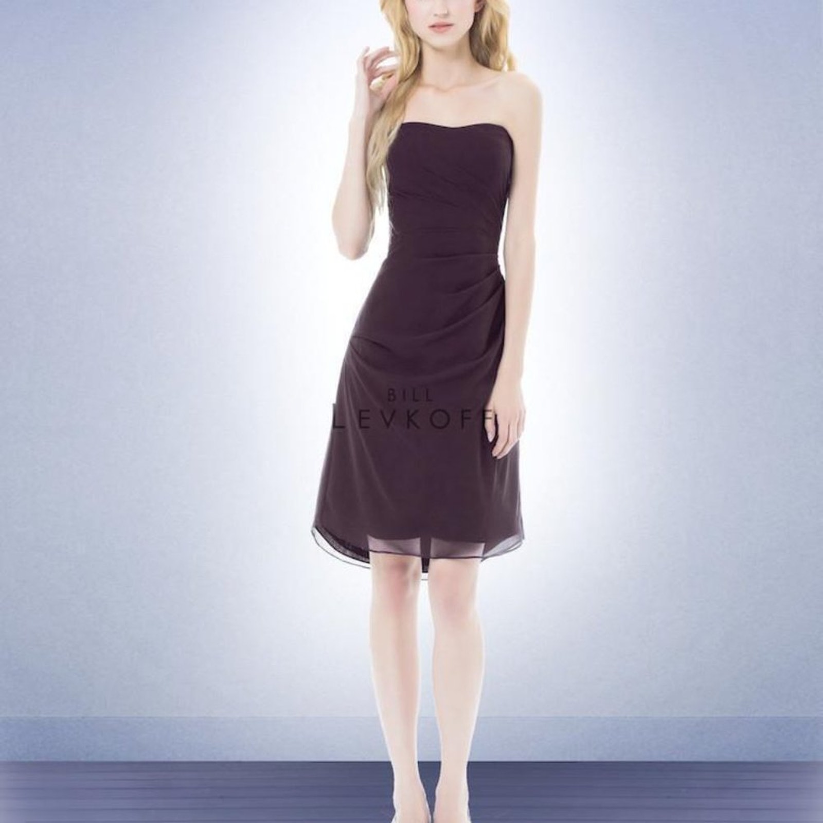 Nwt Bill Levkoff 8 Bridesmaid Dress $176 Prom Short Gown Chiffon Plum
